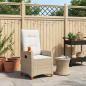 Preview: Liegestuhl mit Teeteller Beige und Cremeweiß Poly-Rattan