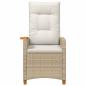 Preview: Liegestuhl mit Teeteller Beige und Cremeweiß Poly-Rattan
