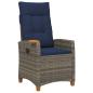 Preview: Liegestuhl mit Teeteller Grau und Marineblau Poly-Rattan