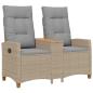 Preview: Liegebank mit Tisch 2 -Seater 126 x 65 x 112 cm Poly-Rattan