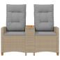 Preview: Liegebank mit Tisch 2 -Seater 126 x 65 x 112 cm Poly-Rattan