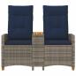 Preview: Liegebank mit Tisch 2 -Seater 126 x 65 x 112 cm Poly-Rattan