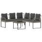 Preview: Gartensofa-set 2 stk. Grau Poly Rattan Stahl