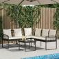 Preview: ARDEBO.de - Gartensofa-set 2 stk. Schwarz und Creme Poly Rattan Stahl