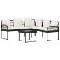 Preview: Gartensofa-set 2 stk. Schwarz und Creme Poly Rattan Stahl