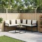 Preview: Gartensofa-set 2 stk. Schwarz und Creme Poly Rattan Stahl