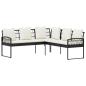Preview: Gartensofa-set 2 stk. Schwarz und Creme Poly Rattan Stahl