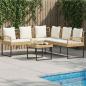 Preview: ARDEBO.de - Gartensofa-set 2 stk. Natur Poly Rattan Stahl