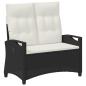 Preview: Gartenbank mit Kissen Schwarz und Creme 105 x 60 x 112 cm