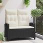 Preview: Gartenbank mit Kissen Schwarz und Creme 105 x 60 x 112 cm