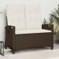 Preview: ARDEBO.de - Gartenbank mit Kissen Braun und Creme 105 x 60 x 112 cm