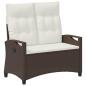 Preview: Gartenbank mit Kissen Braun und Creme 105 x 60 x 112 cm