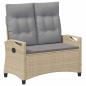 Preview: Gartenbank mit Kissen Beige und Hellgrau 105 x 60 x 112 cm