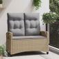 Preview: Gartenbank mit Kissen Beige und Hellgrau 105 x 60 x 112 cm