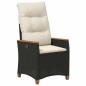 Preview: Verstellbarer Gartenstuhl Schwarz und Creme 64 x 57,5 x 112 cm