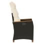 Preview: Verstellbarer Gartenstuhl Schwarz und Creme 64 x 57,5 x 112 cm