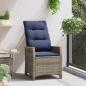 Preview: Verstellbarer Gartenstuhl Grau und Marineblau Poly-Rattan
