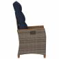 Preview: Verstellbarer Gartenstuhl Grau und Marineblau Poly-Rattan
