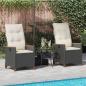 Preview: Verstellbarer Gartenstuhl Schwarz und Creme 64 x 57,5 x 112 cm