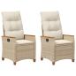 Preview: Verstellbarer Gartenstuhl Beige und Creme 64 x 57,5 x 112 cm