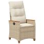 Preview: Verstellbarer Gartenstuhl Beige und Creme 64 x 57,5 x 112 cm