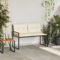 Preview: Holz-Lagenbank 114 x 55 x 77 cm Creme Rechteckig