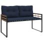 Preview: Holz-Lagenbank 114 x 55 x 77 cm Marineblau Rechteckig