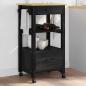 Preview: Küchentrolley MONZA Schwarz 48 x 40 x 88,5 cm Massivholz Kiefer