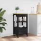 Preview: ARDEBO.de - Küchentrolley MONZA Schwarz 48 x 40 x 88,5 cm Massivholz Kiefer