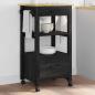 Preview: Küchentrolley MONZA Schwarz 48 x 40 x 88,5 cm Massivholz Kiefer
