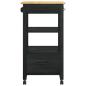 Preview: Küchentrolley MONZA Schwarz 48 x 40 x 88,5 cm Massivholz Kiefer