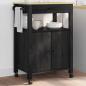 Preview: Küchentrolley MONZA Schwarz 60 x 40 x 88,5 cm Massivholz Kiefer