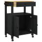Preview: Küchentrolley MONZA Schwarz 60 x 40 x 88,5 cm Massivholz Kiefer