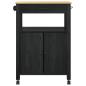 Preview: Küchentrolley MONZA Schwarz 60 x 40 x 88,5 cm Massivholz Kiefer
