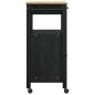 Preview: Küchentrolley MONZA Schwarz 60 x 40 x 88,5 cm Massivholz Kiefer