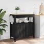 Preview: ARDEBO.de - Küchentrolley MONZA Schwarz 84 x 40 x 88,5 cm Massivholz Kiefer