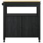 Preview: Küchentrolley MONZA Schwarz 84 x 40 x 88,5 cm Massivholz Kiefer