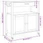 Preview: Küchentrolley MONZA Schwarz 84 x 40 x 88,5 cm Massivholz Kiefer