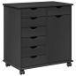 Preview: Rollschrank 63,5 x 39 x 65,5 cm Massivholz Kiefer Grau