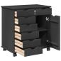 Preview: Rollschrank 63,5 x 39 x 65,5 cm Massivholz Kiefer Grau