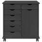 Preview: Rollschrank 63,5 x 39 x 65,5 cm Massivholz Kiefer Grau