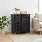 Preview: Rollschrank 63,5 x 39 x 65,5 cm Massivholz Kiefer Schwarz