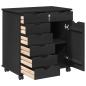 Preview: Rollschrank 63,5 x 39 x 65,5 cm Massivholz Kiefer Schwarz