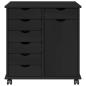 Preview: Rollschrank 63,5 x 39 x 65,5 cm Massivholz Kiefer Schwarz