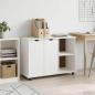 Preview: ARDEBO.de - Rollschrank Mit Rad Weiß 100 x 39 x 65,5 cm Massivholz Kiefer