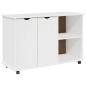 Preview: Rollschrank Mit Rad Weiß 100 x 39 x 65,5 cm Massivholz Kiefer