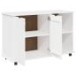 Preview: Rollschrank Mit Rad Weiß 100 x 39 x 65,5 cm Massivholz Kiefer