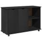 Preview: Rollschrank Schwarz 100 x 39 x 65,5 cm Massivholz Kiefer