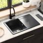 Preview: ARDEBO.de - Waschbecken 80% Quarz und 20% Harz 670 x 460 mm Schwarz