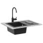 Preview: Waschbecken 80% Quarz und 20% Harz 670 x 460 mm Schwarz